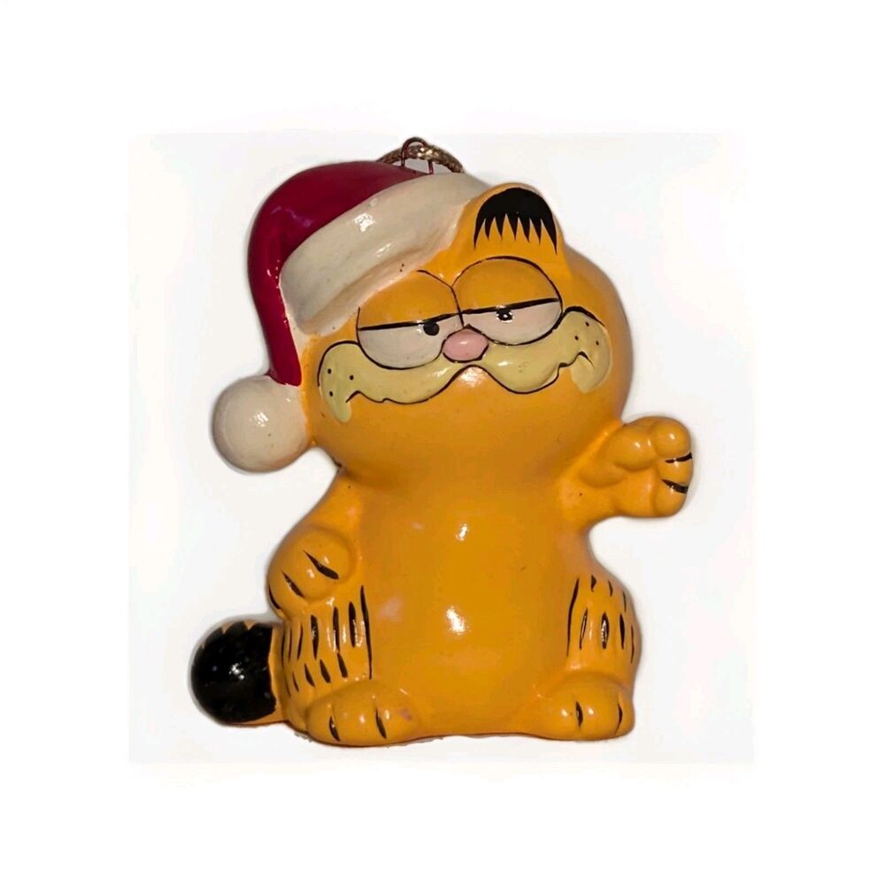 Vintage Ceramic Garfield 1981 Christmas Ornament 2.75"